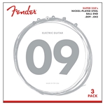 FENDER Super 250's Nickel-Plated Steel Guitar Strings, .009-.042, 3-Pack
