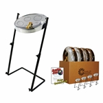 Panyard Jumbie Jam Steel Drum Educators 4-Pack - Metal Z-Floor Stands - Chrome Pans