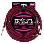 ERNIE BALL, Braided Instrument Cable, 25 ft. STR/ANG., Black/Red