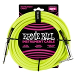 ERNIE BALL Braided Instrument Cable, STR-ANG, 10ft., Neon Yellow