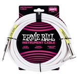 ERNIE BALL Classic Instrument Cable, 20ft., STR/ANG, White