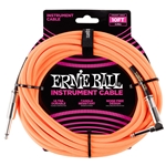 ERNIE BALL Braided Instrument Cable, 10 ft., STR/ANG, Neon Orange