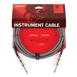 D'ADDARIO Braided Instrument Cable, 15ft., Black/Grey