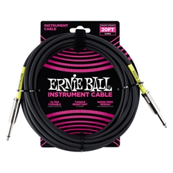 ERNIE BALL Classic Instrument Cable, 20ft, STR/STR, Black