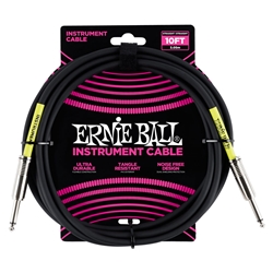 ERNIE BALL Classic Instrument Cable, 10 ft., STR/STR, Black