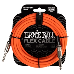 ERNIE BALL Flex Instrument Cable, 20 ft., STR/STR, Orange