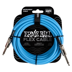 ERNIE BALL Flex Instrument Cable, 20 ft., STR/STR, Blue