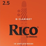 D'ADDARIO Rico Bb Clarinet Reeds, Strength 2.5, 10-pack
