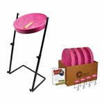 Panyard Jumbie Jam Steel Drum Educators 4-Pack - Metal Z-Floor Stands - Pink Pans