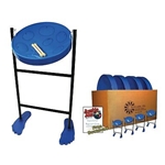 Panyard Jumbie Jam Steel Drum Educators 4-Pack - Tube Floor Stands - Blue Pans