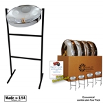 Panyard Jumbie Jam Steel Drum Educators 4-Pack - Tube Floor Stands - Chrome Pans