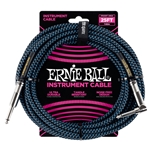 ERNIE BALL, Braided Instrument Cable, 25 ft. STR/ANG., Black/Blue