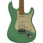 Tagima S Style Electric Guitar - Sea Green - All White Guard - Maple Board