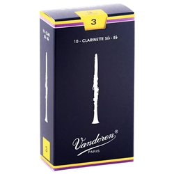 VANDOREN Traditional Bb Clarinet Reeds, 3.0 Strength, 10-Pack