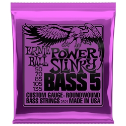 ERNIE BALL P02821 Power Slinky Nickel Wound 5-String Electric Bass Strings, .05-.105