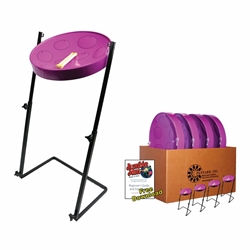 Panyard Jumbie Jam Steel Drum Educators 4-Pack - Metal Z-Floor Stands - Purple Pans