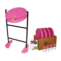 Panyard Jumbie Jam Steel Drum Educators 4-Pack - Tube Floor Stands - Pink Pans