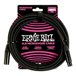 ERNIE BALL Braided XLR Microphone Cable, 15ft., M/F, Black